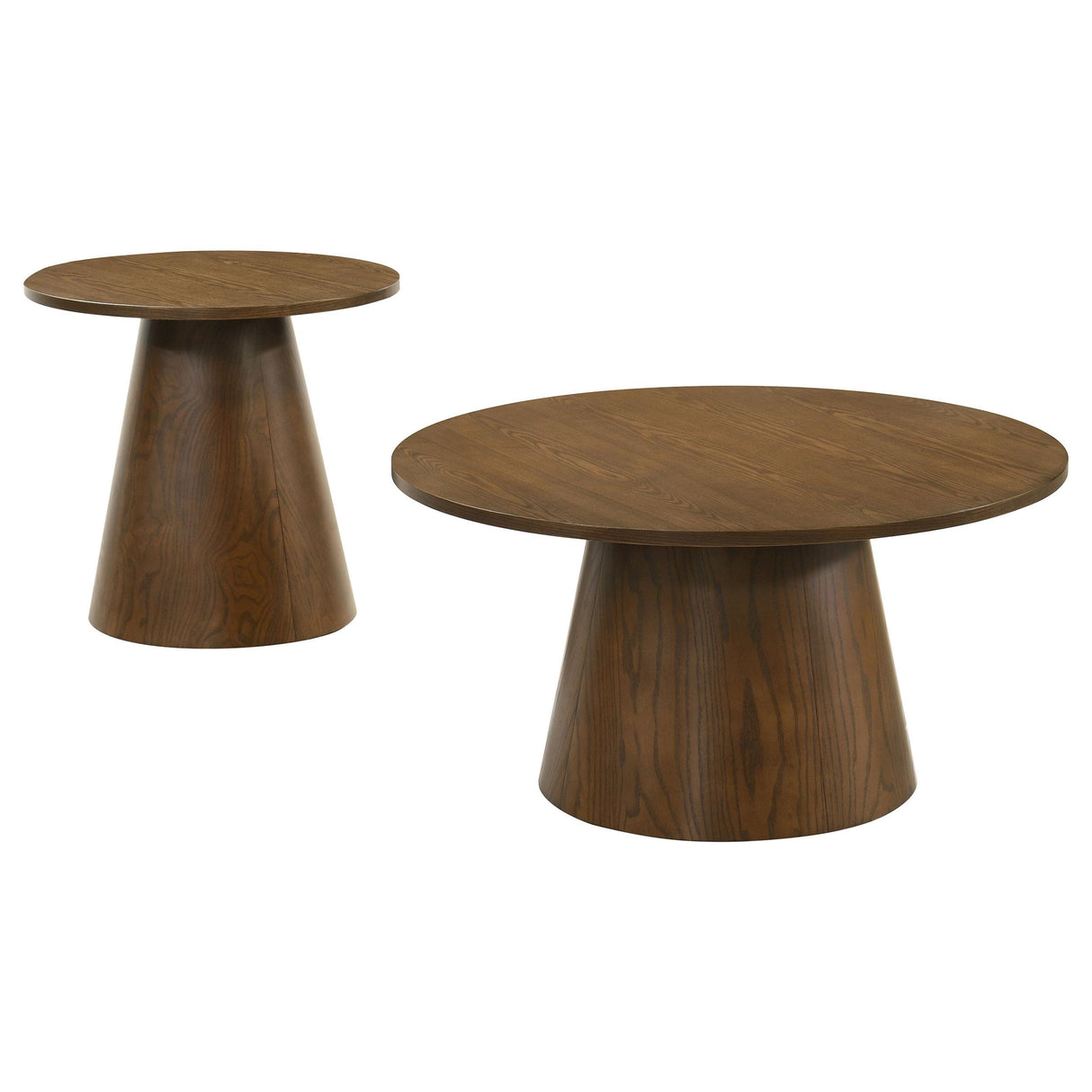 Franklin Dark Brown 2-piece Round Pedestal Coffee Table Set from Coaster - Luna Furniture