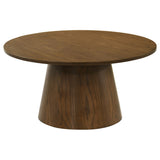 Franklin Dark Brown 2-piece Round Pedestal Coffee Table Set from Coaster - Luna Furniture