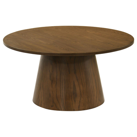 Franklin Dark Brown 2-piece Round Pedestal Coffee Table Set from Coaster - Luna Furniture