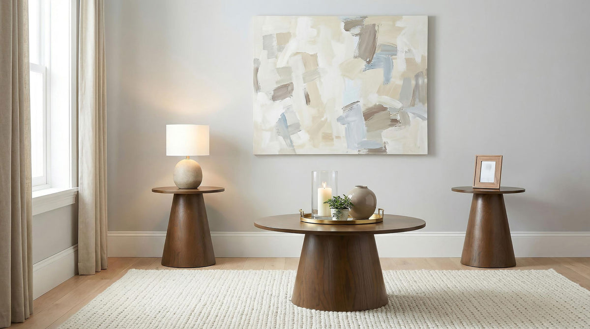 Franklin Dark Brown 3-piece Round Pedestal Coffee Table Set from Coaster - Luna Furniture