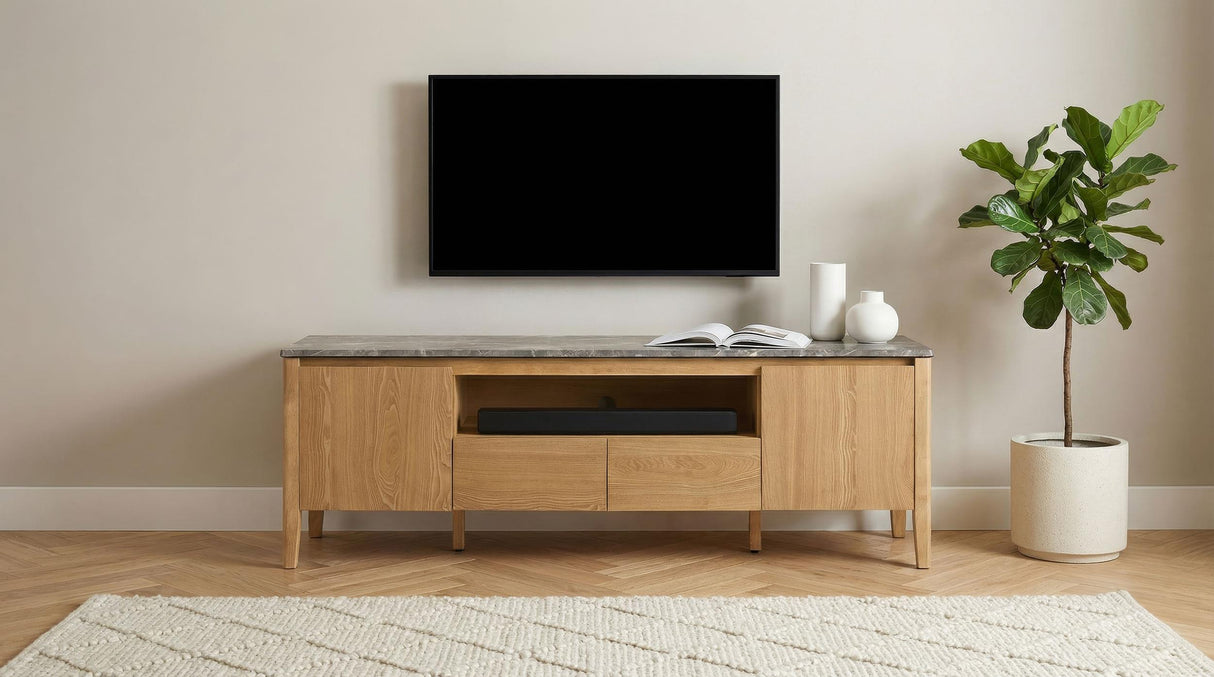 Bradley Gray and Natural 63-inch 2-Door Smart Top TV Stand from Coaster - Luna Furniture