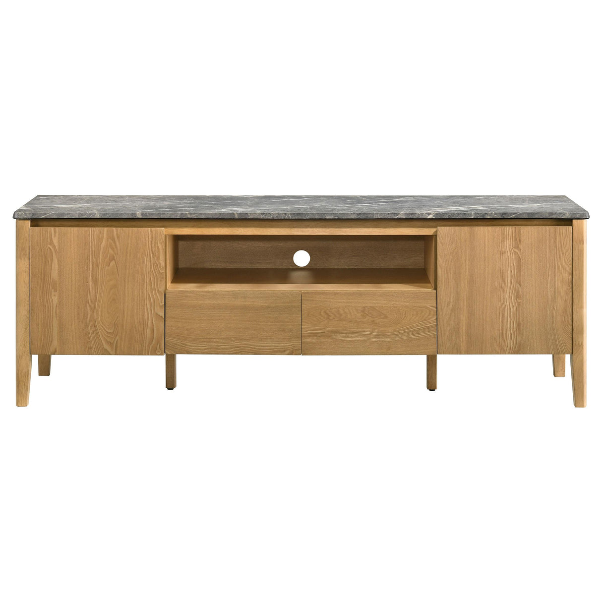 Bradley Gray and Natural 63-inch 2-Door Smart Top TV Stand from Coaster - Luna Furniture