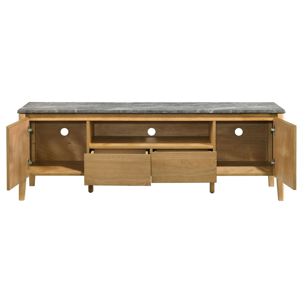 Bradley Gray and Natural 63-inch 2-Door Smart Top TV Stand from Coaster - Luna Furniture