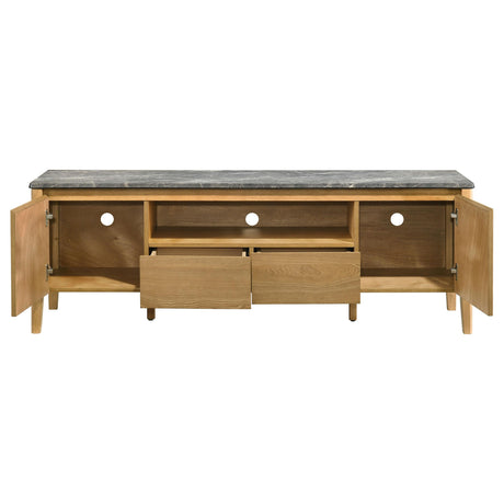 Bradley Gray and Natural 63-inch 2-Door Smart Top TV Stand from Coaster - Luna Furniture