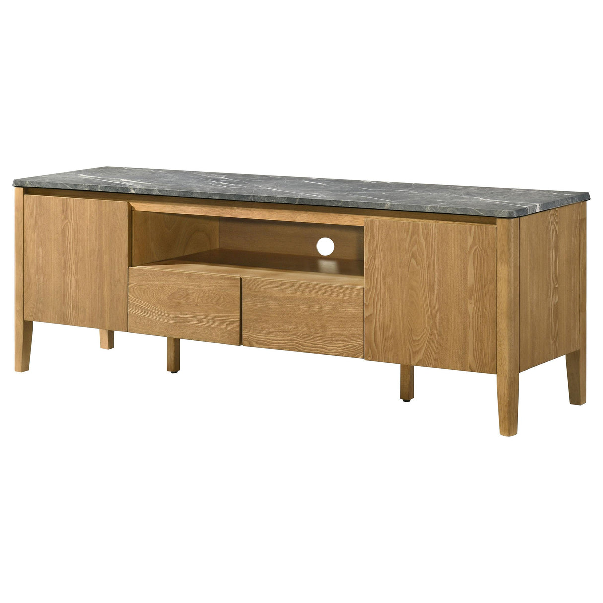 Bradley Gray and Natural 63-inch 2-Door Smart Top TV Stand from Coaster - Luna Furniture