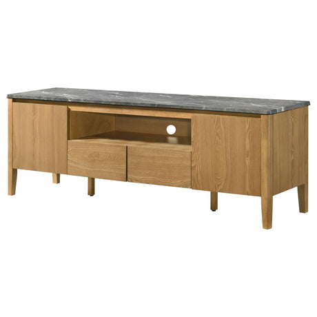 Bradley Gray and Natural 63-inch 2-Door Smart Top TV Stand from Coaster - Luna Furniture