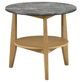 Bradley Gray and Natural Round Smart Top End Side Table from Coaster - Luna Furniture