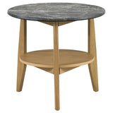 Bradley Gray and Natural Round Smart Top End Side Table from Coaster - Luna Furniture