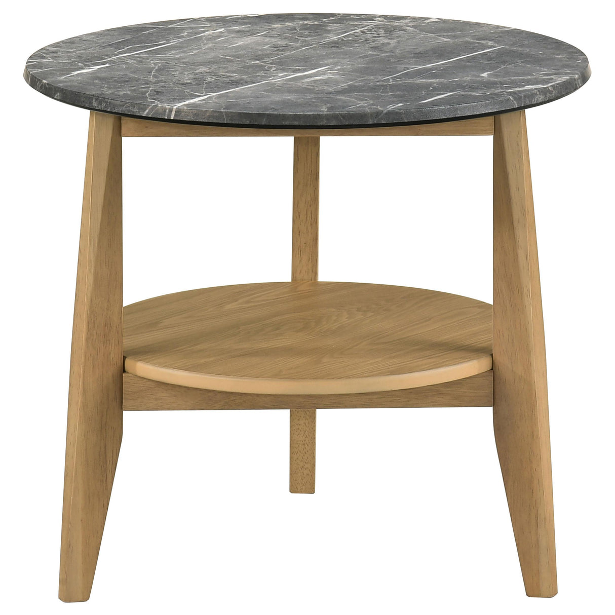 Bradley Gray and Natural Round Smart Top End Side Table from Coaster - Luna Furniture