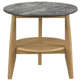 Bradley Gray and Natural Round Smart Top End Side Table from Coaster - Luna Furniture
