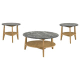 Bradley Gray/Natural 3-Piece Round SmartTop Coffee Table Set from Coaster - Luna Furniture
