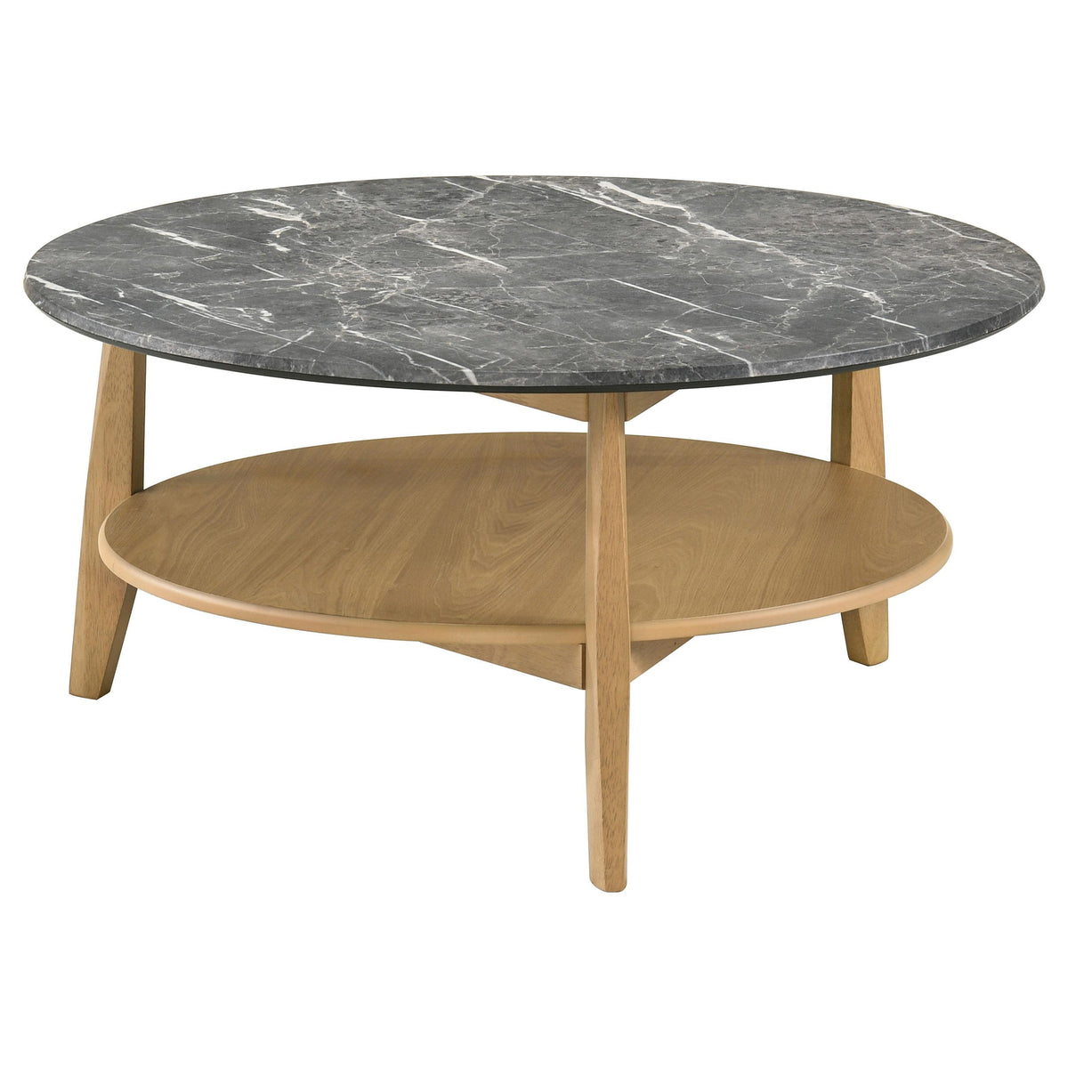 Bradley Gray/Natural 3-Piece Round SmartTop Coffee Table Set from Coaster - Luna Furniture