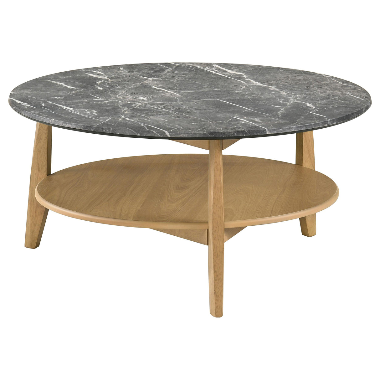 Bradley Gray and Natural Round Smart Top Cocktail Coffee Table from Coaster - Luna Furniture
