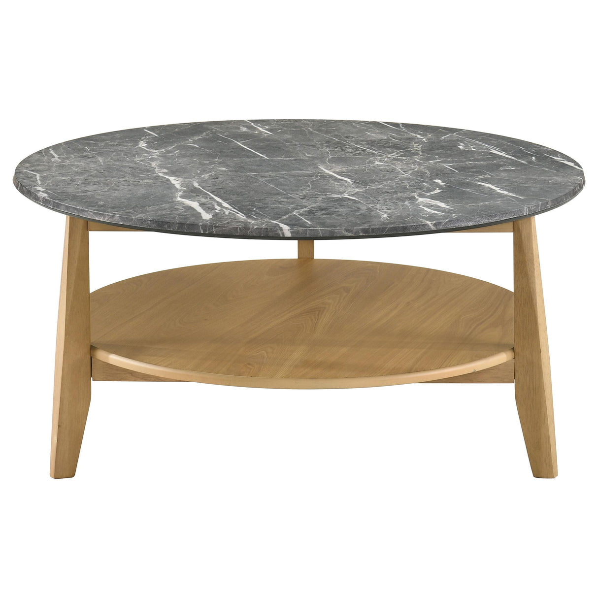 Bradley Gray and Natural Round Smart Top Cocktail Coffee Table from Coaster - Luna Furniture