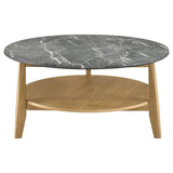 Bradley Gray and Natural Round Smart Top Cocktail Coffee Table from Coaster - Luna Furniture