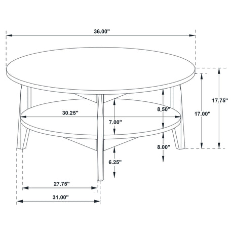 Bradley Gray and Natural Round Smart Top Cocktail Coffee Table from Coaster - Luna Furniture