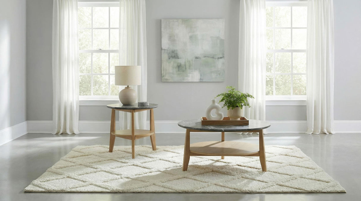 Bradley Gray and Natural Round Smart Top Cocktail Coffee Table from Coaster - Luna Furniture