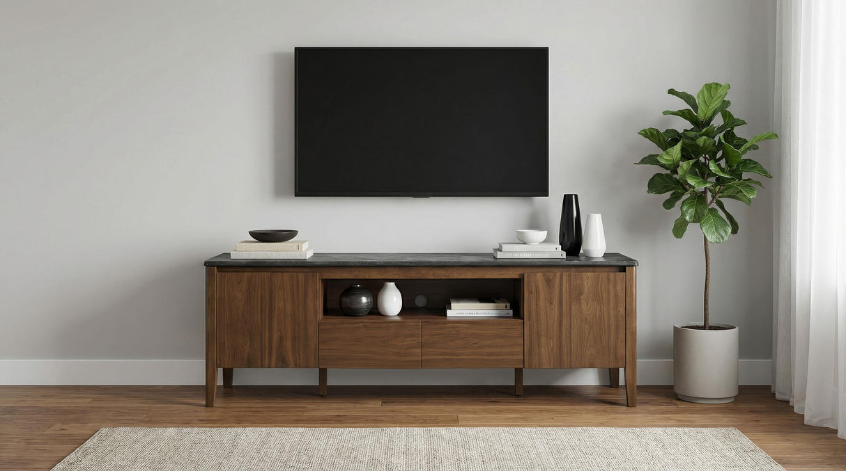 Bradley Smokey Gray and Brown 63-inch 2-Door Smart Top TV Stand from Coaster - Luna Furniture