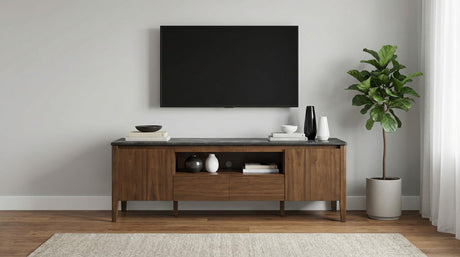 Bradley Smokey Gray and Brown 63-inch 2-Door Smart Top TV Stand from Coaster - Luna Furniture