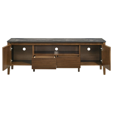 Bradley Smokey Gray and Brown 63-inch 2-Door Smart Top TV Stand from Coaster - Luna Furniture