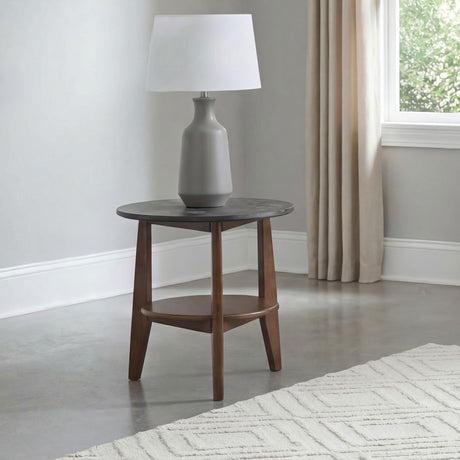 Bradley Smokey Gray and Brown Round Smart Top End Side Table from Coaster - Luna Furniture