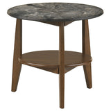 Bradley Smokey Gray and Brown Round Smart Top End Side Table from Coaster - Luna Furniture