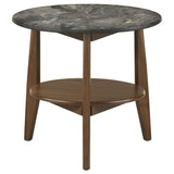 Bradley Smokey Gray and Brown Round Smart Top End Side Table from Coaster - Luna Furniture