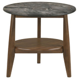 Bradley Smokey Gray and Brown Round Smart Top End Side Table from Coaster - Luna Furniture