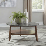 Bradley Smokey Gray and Brown Round Smart Top Cocktail Coffee Table from Coaster - Luna Furniture