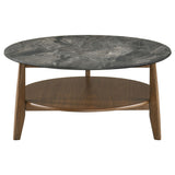 Bradley Smokey Gray and Brown Round Smart Top Cocktail Coffee Table from Coaster - Luna Furniture