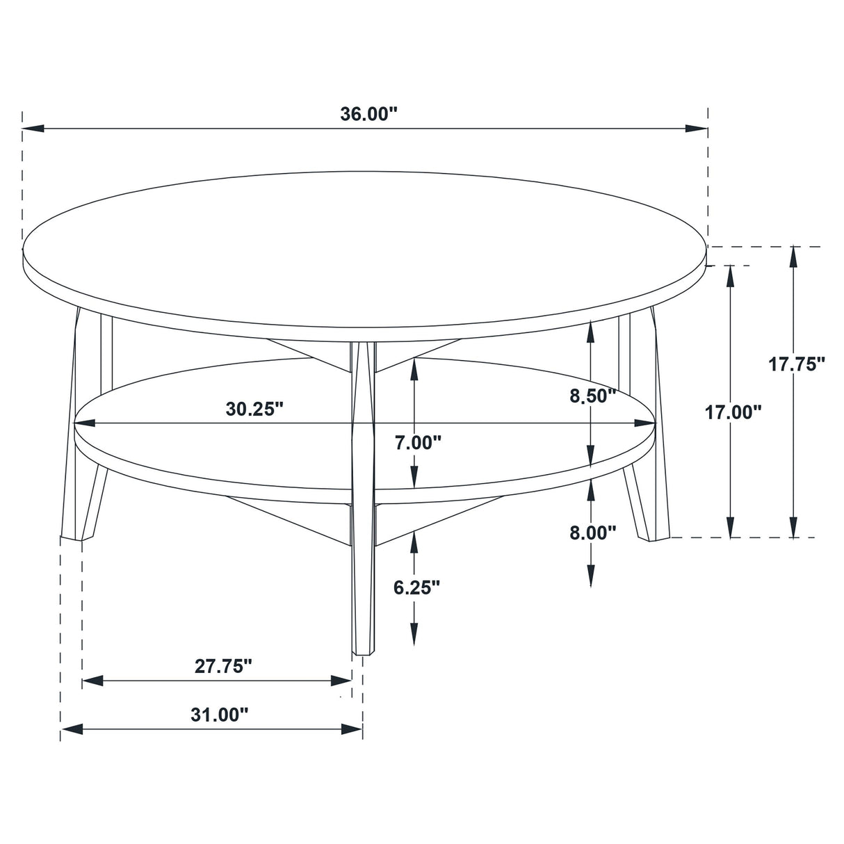 Bradley Smokey Gray and Brown Round Smart Top Cocktail Coffee Table from Coaster - Luna Furniture