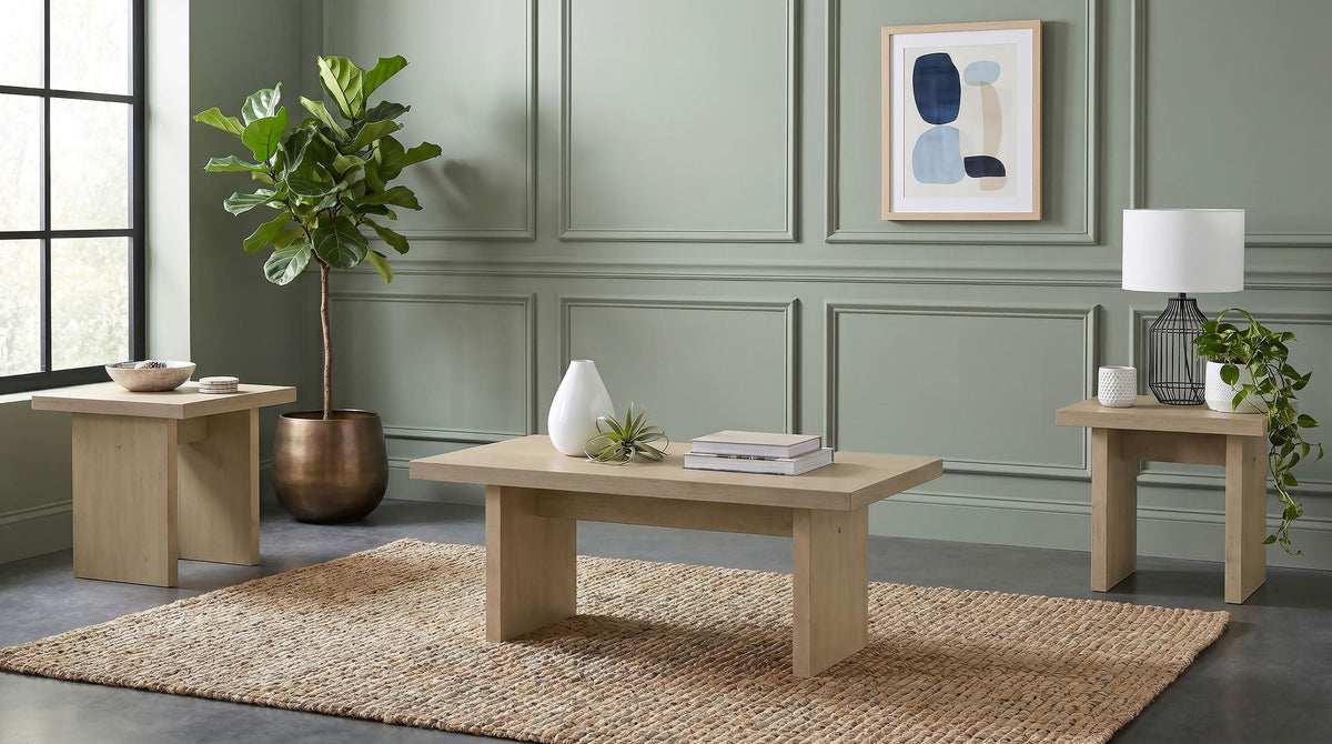 Decker Natural Oak 3-piece Coffee and End Table Set from Coaster - Luna Furniture