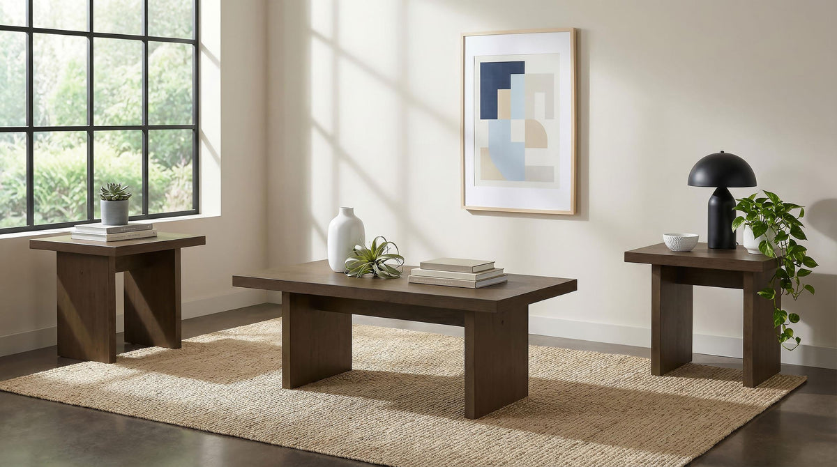 Decker Walnut 3-piece Coffee and End Table Set from Coaster - Luna Furniture