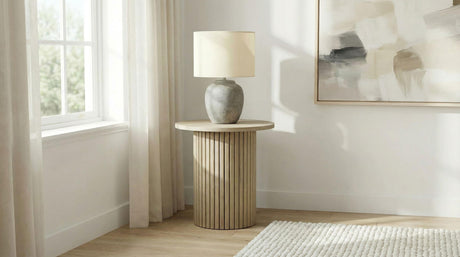 Hamlyn Natural Oak Round Fluted Occasional Side End Table from Coaster - Luna Furniture