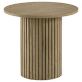 Hamlyn Natural Oak 2-Piece Round Fluted Coffee and End Table Set from Coaster - Luna Furniture