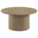 Hamlyn Natural Oak 2-Piece Round Fluted Coffee and End Table Set from Coaster - Luna Furniture