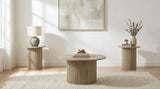 Hamlyn Natural Oak 3-Piece Round Fluted Coffee and End Table Set from Coaster - Luna Furniture