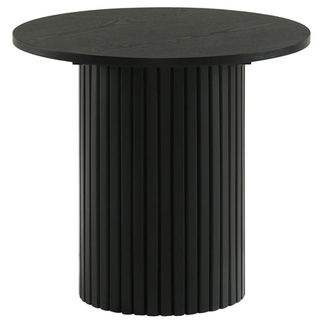 Hamlyn Black Round Fluted Occasional Side End Table from Coaster - Luna Furniture