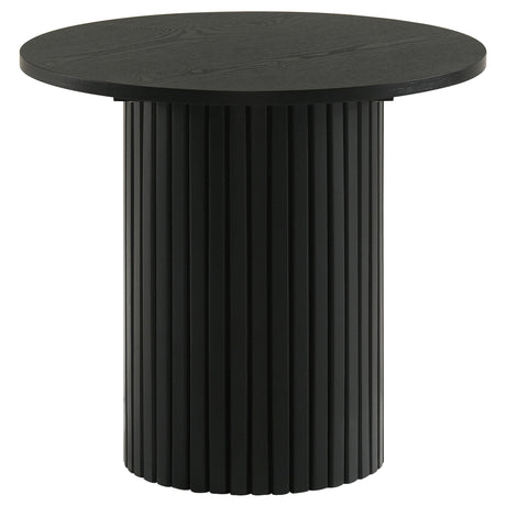 Hamlyn Black 2-Piece Round Fluted Coffee and End Table Set from Coaster - Luna Furniture