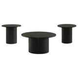 Hamlyn Black 3-Piece Round Fluted Coffee and End Table Set from Coaster - Luna Furniture
