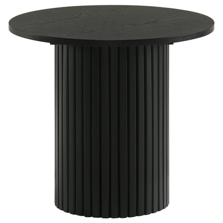 Hamlyn Black 3-Piece Round Fluted Coffee and End Table Set from Coaster - Luna Furniture