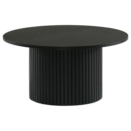 Hamlyn Black 3-Piece Round Fluted Coffee and End Table Set from Coaster - Luna Furniture