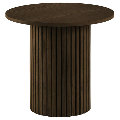 Hamlyn Walnut Round Fluted Occasional Side End Table from Coaster - Luna Furniture
