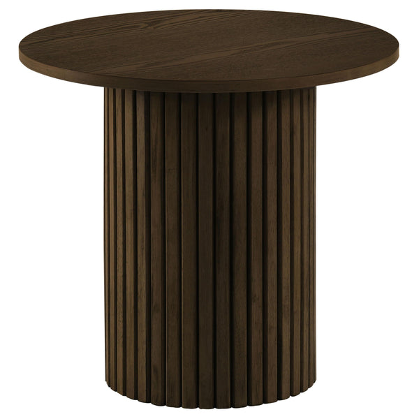 Hamlyn Walnut Round Fluted Occasional Side End Table