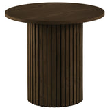 Hamlyn Walnut 2-Piece Round Fluted Coffee and End Table Set from Coaster - Luna Furniture