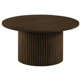 Hamlyn Walnut 2-Piece Round Fluted Coffee and End Table Set from Coaster - Luna Furniture