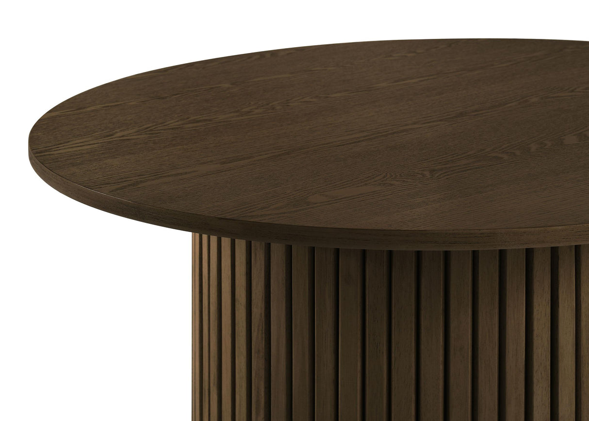 Hamlyn Walnut 2-Piece Round Fluted Coffee and End Table Set from Coaster - Luna Furniture
