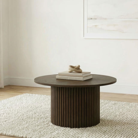 Hamlyn Walnut Round Fluted Occasional Cocktail Coffee Table from Coaster - Luna Furniture