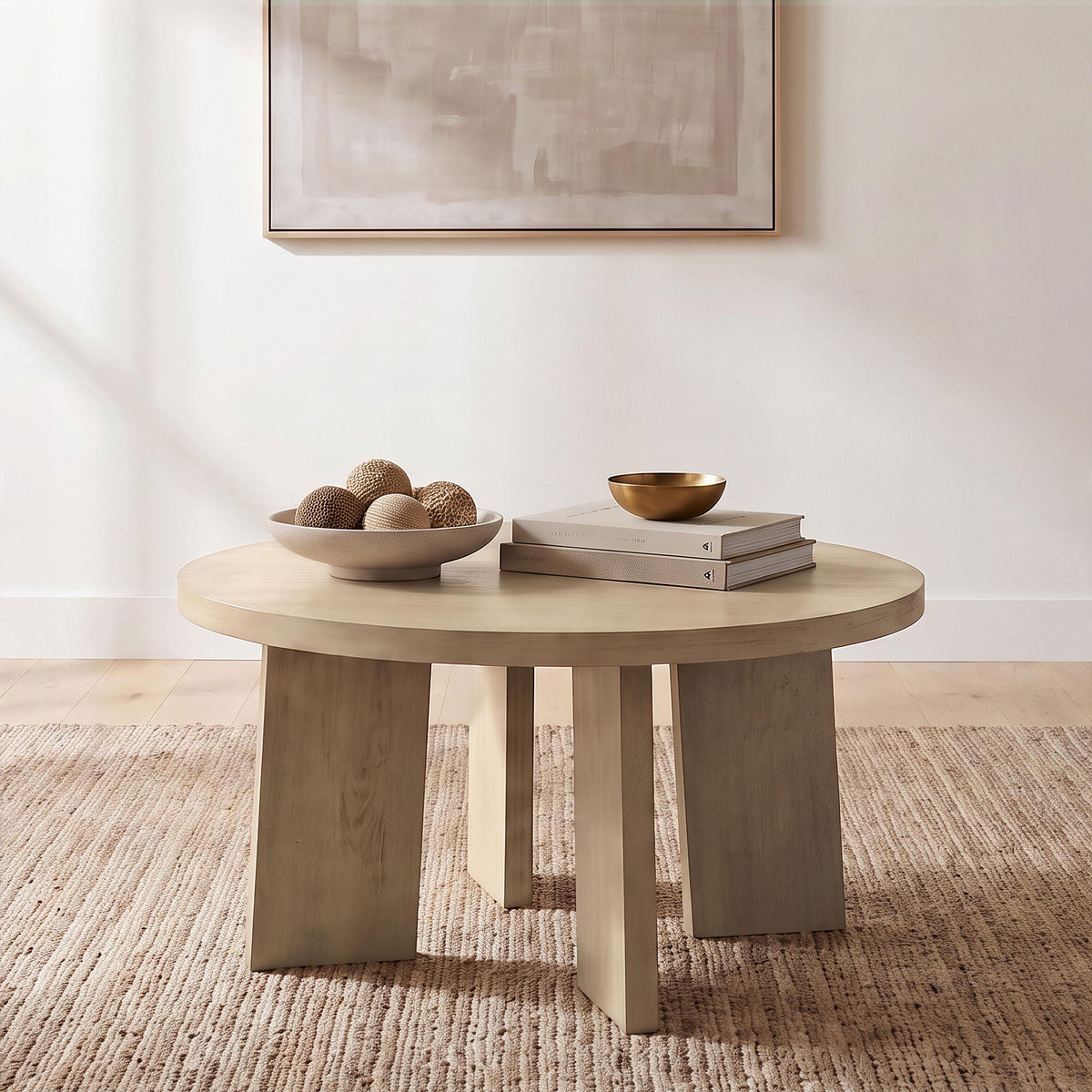 Strouse Natural Oak Round Coffee Table
