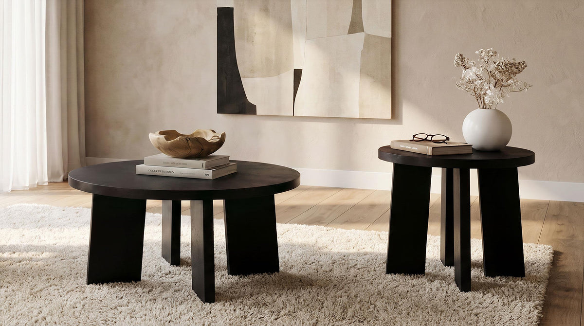 Strouse Black Round End Table